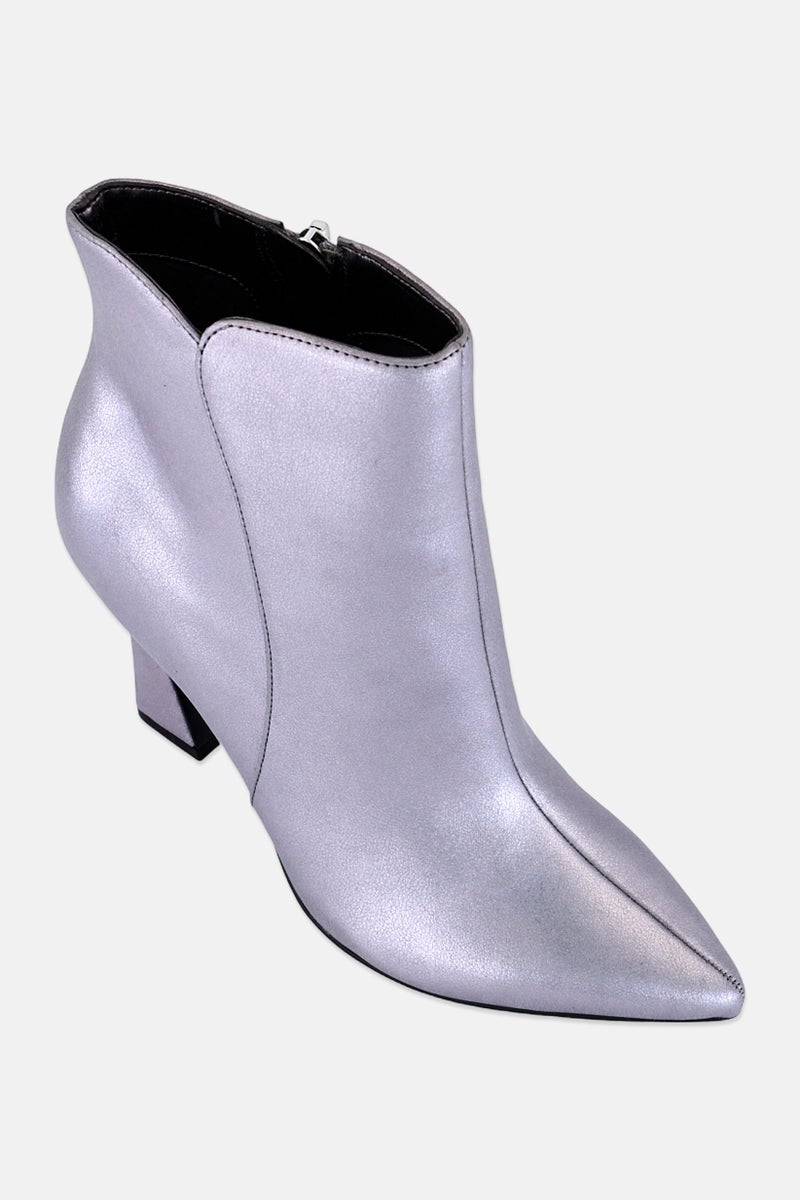 NINE WEST Women Medium Zipper Closure Ankle Boots, Silver - Image 1